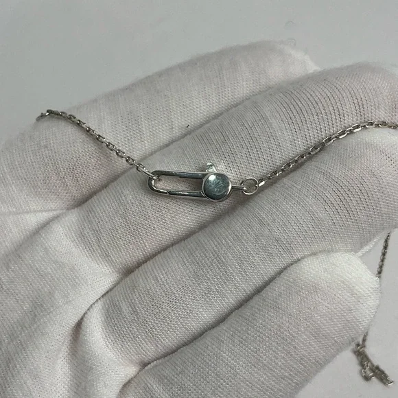 Authentic Gucci Square Plate Tag Pendant 925 Silver Necklace Signature Clasp - Picture 11 of 14